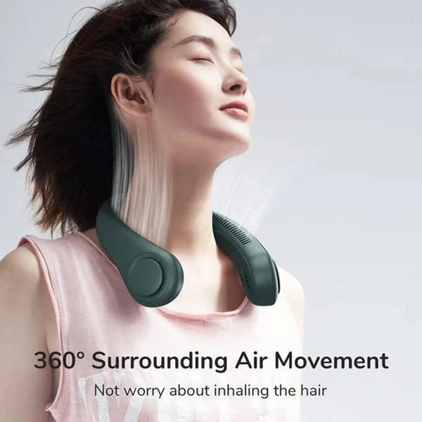 Portable Neck Fan – Hands-Free, Bladeless, 5-Speed, USB Rechargeable