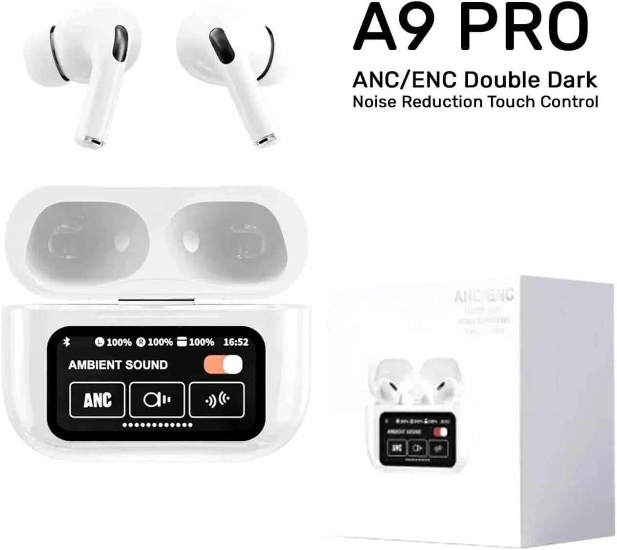 A9 Pro Wireless Earbuds – Bluetooth AirPods Alternative with LED Display & ANC