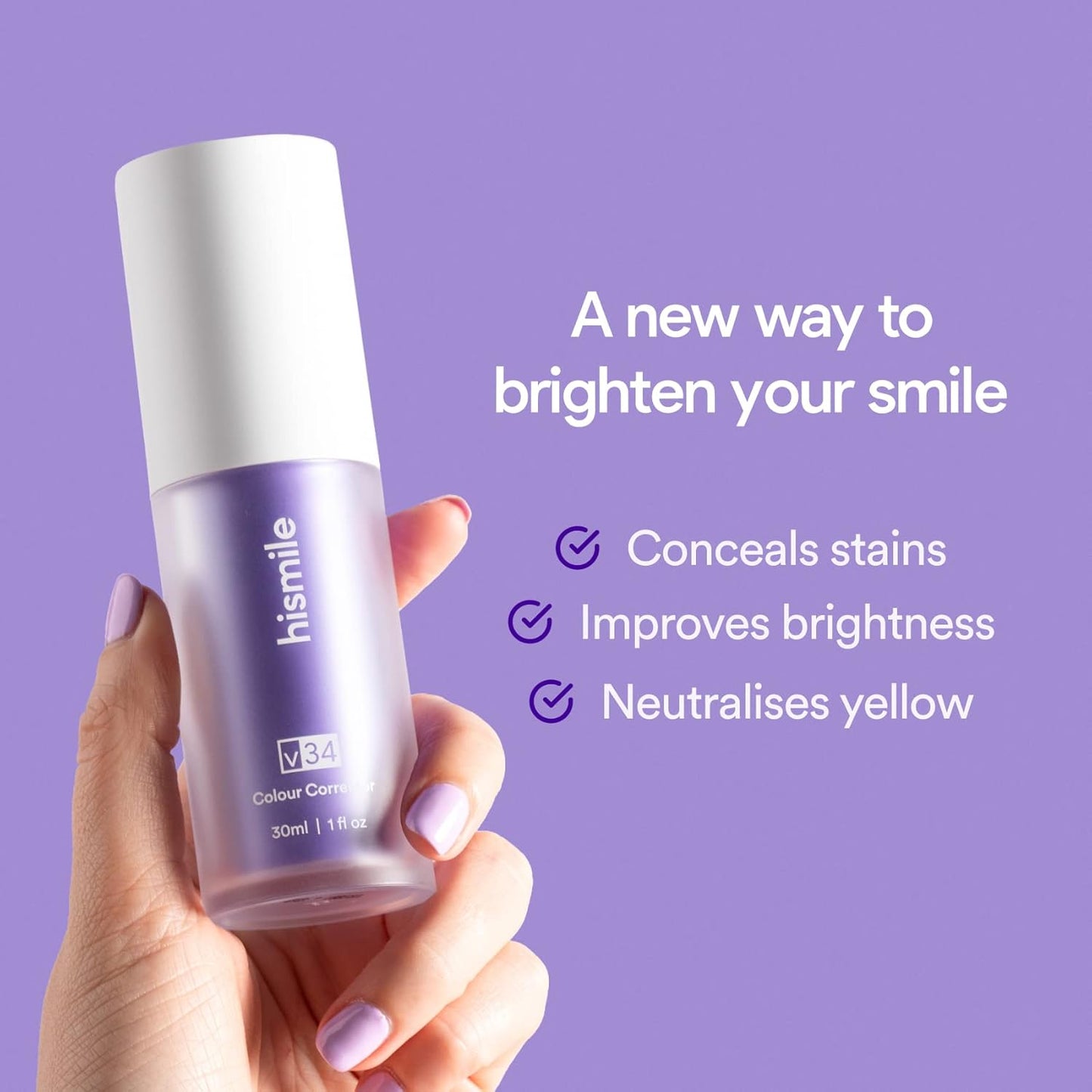 Hismile V34 Purple Toothpaste – Teeth Whitening Booster & Stain Concealer (Peroxide-Free)