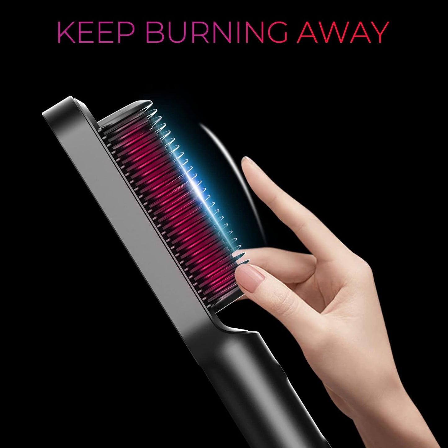 Hair Straightener Brush – Comb & Flat Iron in One with 5 Temp Settings