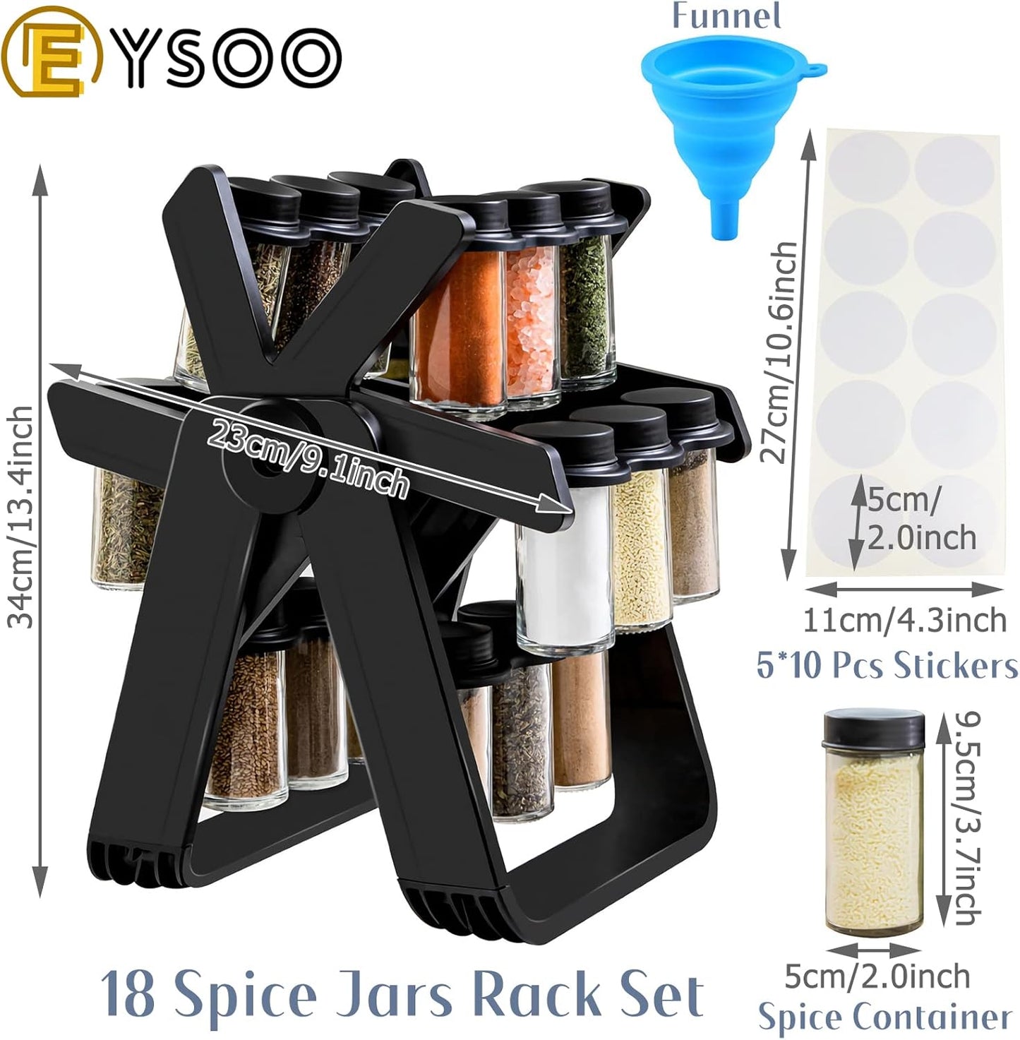 18-Jar Rotating Spice Rack – Ferris Wheel Style Spice Organizer Set