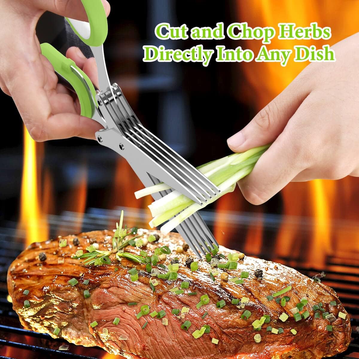 5-Blade Herb Scissors – Stainless Steel Kitchen Shears with Cover
