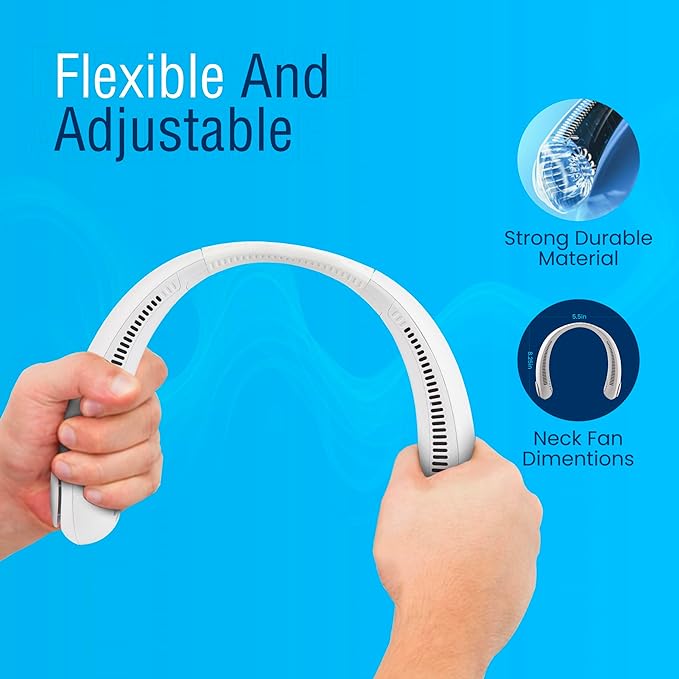 Portable Neck Fan – Hands-Free, Bladeless, 5-Speed, USB Rechargeable