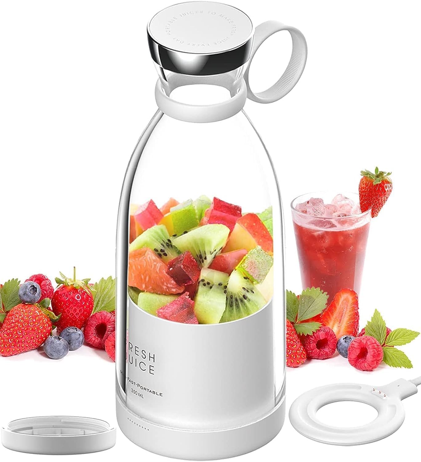 Portable Juicer Bottle – 350ml USB Rechargeable Blender for Smoothies & Shakes