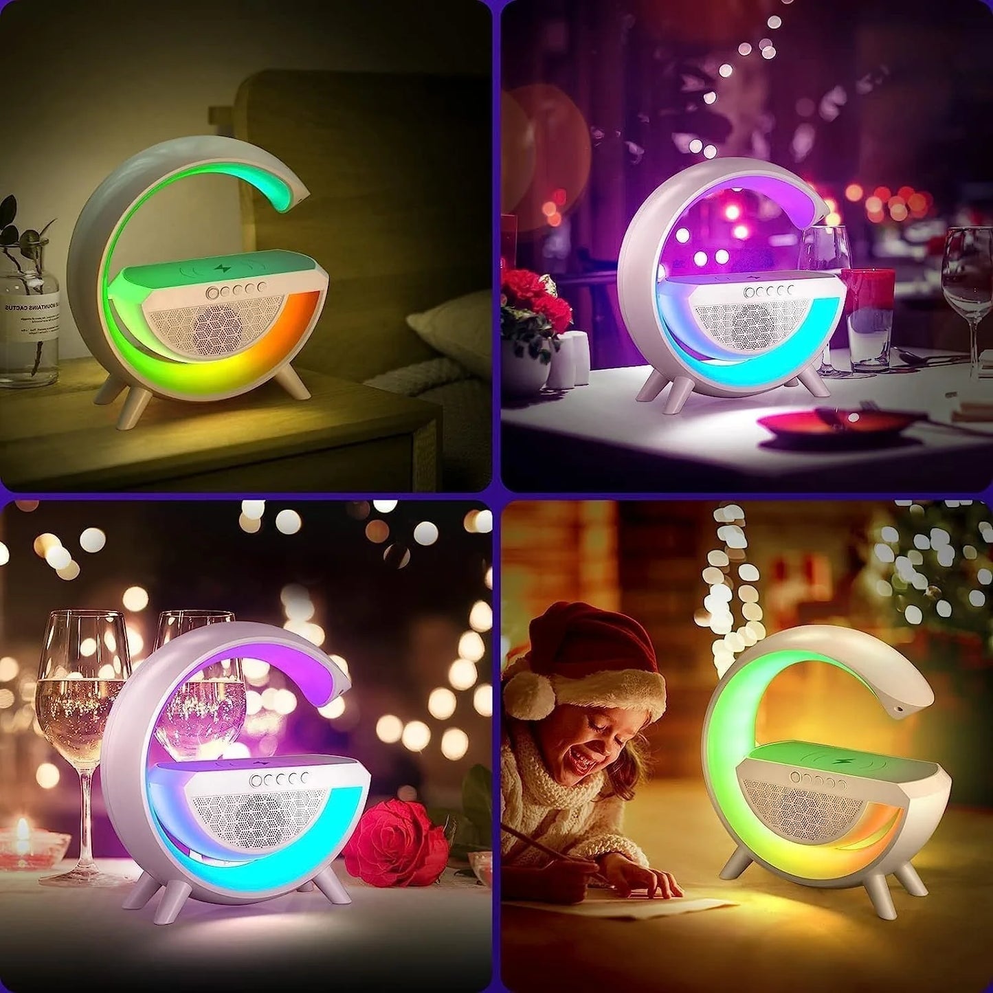 3-in-1 Wireless G Lamp – RGB Light + Bluetooth Speaker + Wireless Charger مصباح G اللاسلكي بوظائف ثلاثية
