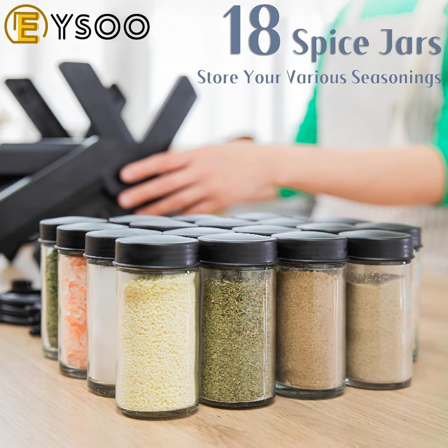 18-Jar Rotating Spice Rack – Ferris Wheel Style Spice Organizer Set