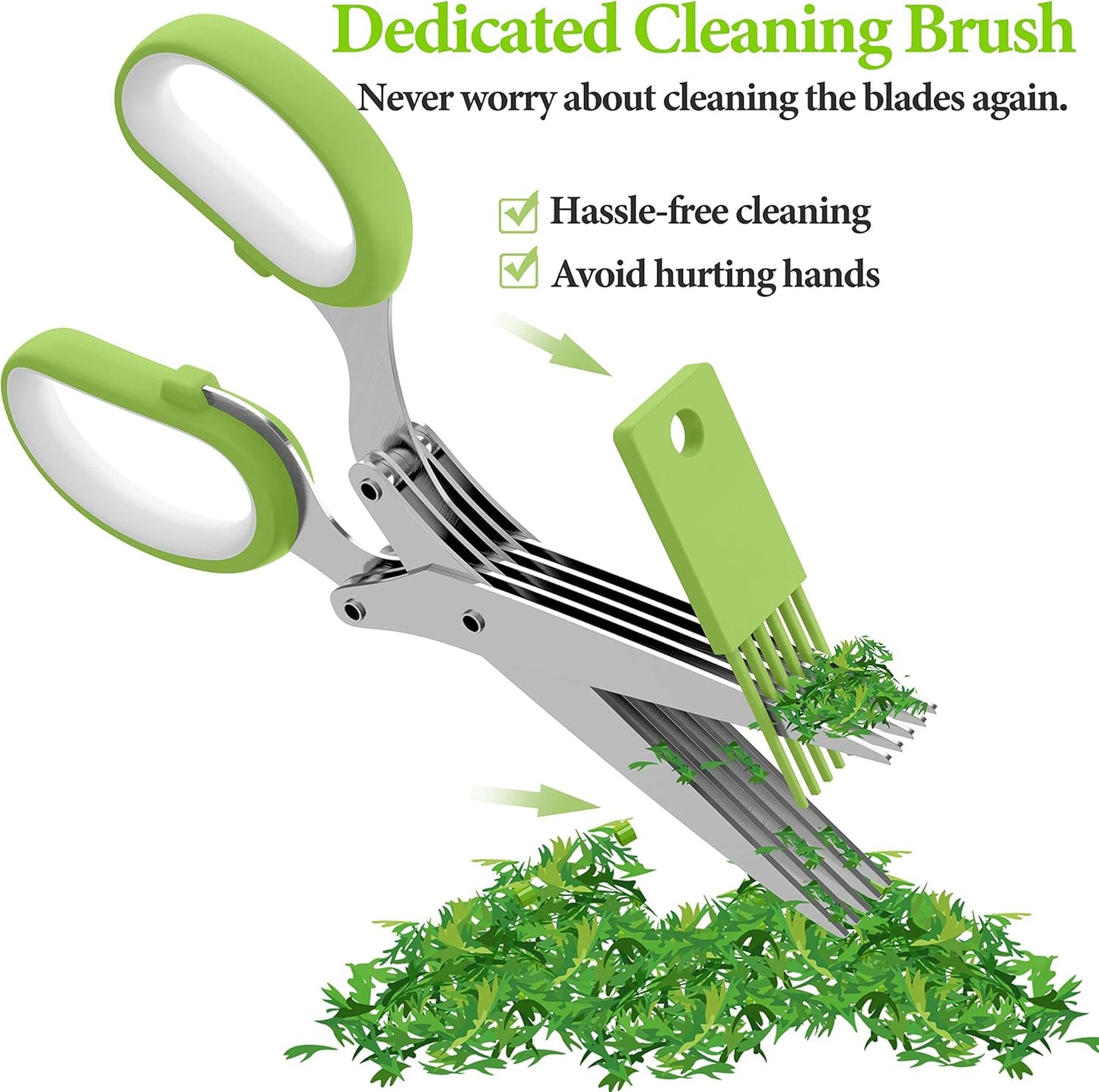 5-Blade Herb Scissors – Stainless Steel Kitchen Shears with Cover