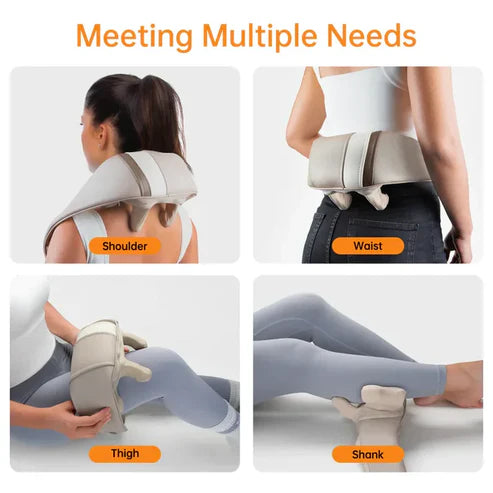 Rechargeable Neck & Shoulder Kneading Massager – Portable Pain Relief with Type-C Charging | Heated Massage Pillow
