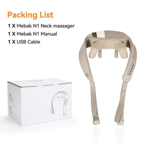 Rechargeable Neck & Shoulder Kneading Massager – Portable Pain Relief with Type-C Charging | Heated Massage Pillow
