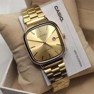 Casio Square Analog Watch – Minimalist Stainless Steel, Waterproof