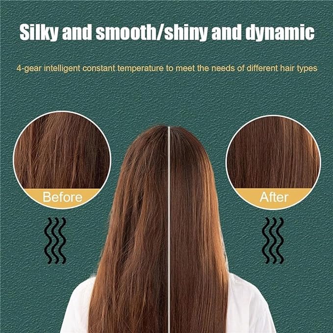Hair Straightener Brush – Comb & Flat Iron in One with 5 Temp Settings