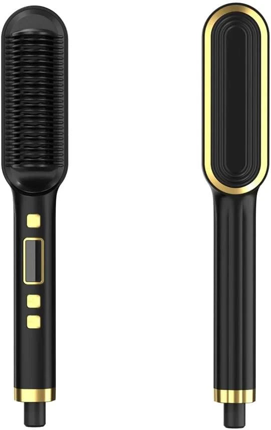 Hair Straightener Brush – Comb & Flat Iron in One with 5 Temp Settings