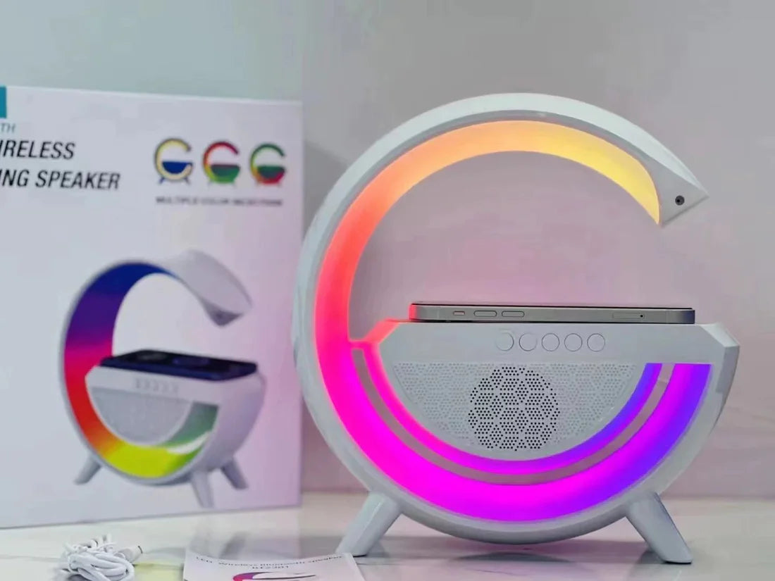 3-in-1 Wireless G Lamp – RGB Light + Bluetooth Speaker + Wireless Charger مصباح G اللاسلكي بوظائف ثلاثية