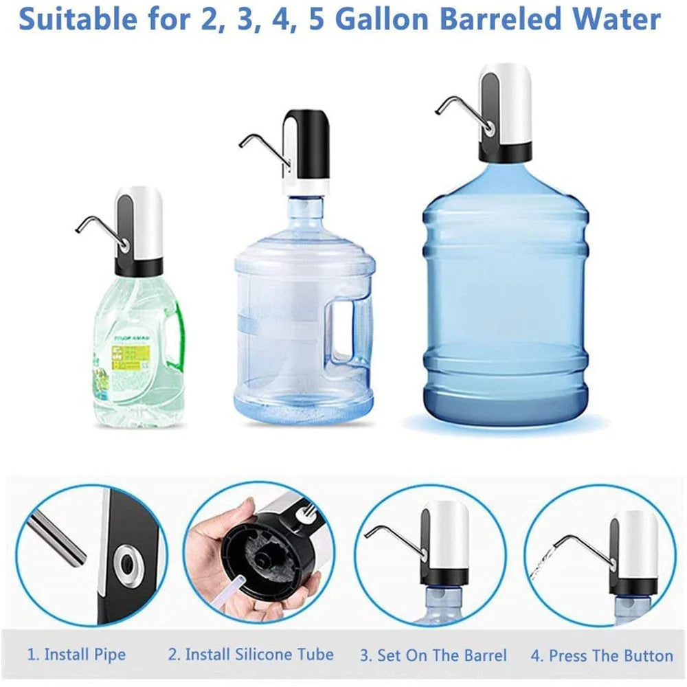 Electric Water Dispenser Pump – USB Rechargeable 5-Gallon Bottle Pump for Home & Office