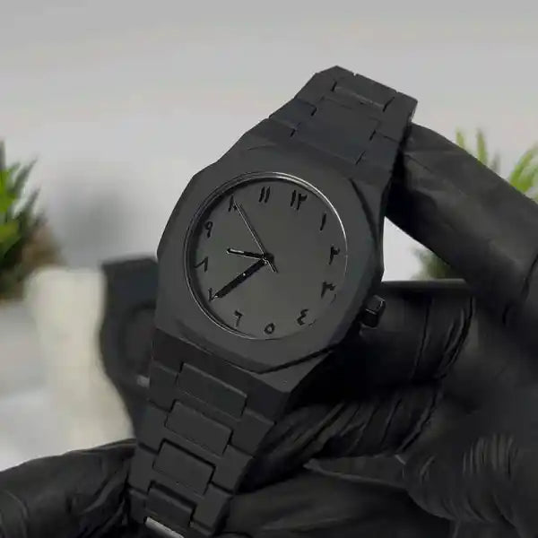 Black Arabic Aura Watch, Minimalist Watch, Unisex, Waterproof, Men & Women