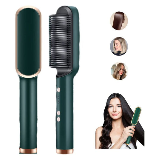 Hair Straightener Brush – Comb & Flat Iron in One with 5 Temp Settings