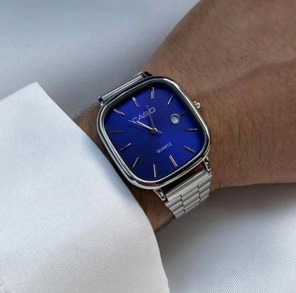 Casio Square Analog Watch – Minimalist Stainless Steel, Waterproof