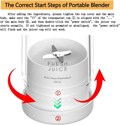 Portable Juicer Bottle – 350ml USB Rechargeable Blender for Smoothies & Shakes