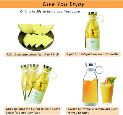 Portable Juicer Bottle – 350ml USB Rechargeable Blender for Smoothies & Shakes
