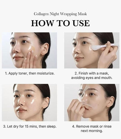 Collagen Night Wrapping Mask – Sleep Mask for Glowing Skin, Hydration & Anti-Aging Care