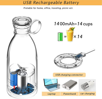 Portable Juicer Bottle – 350ml USB Rechargeable Blender for Smoothies & Shakes