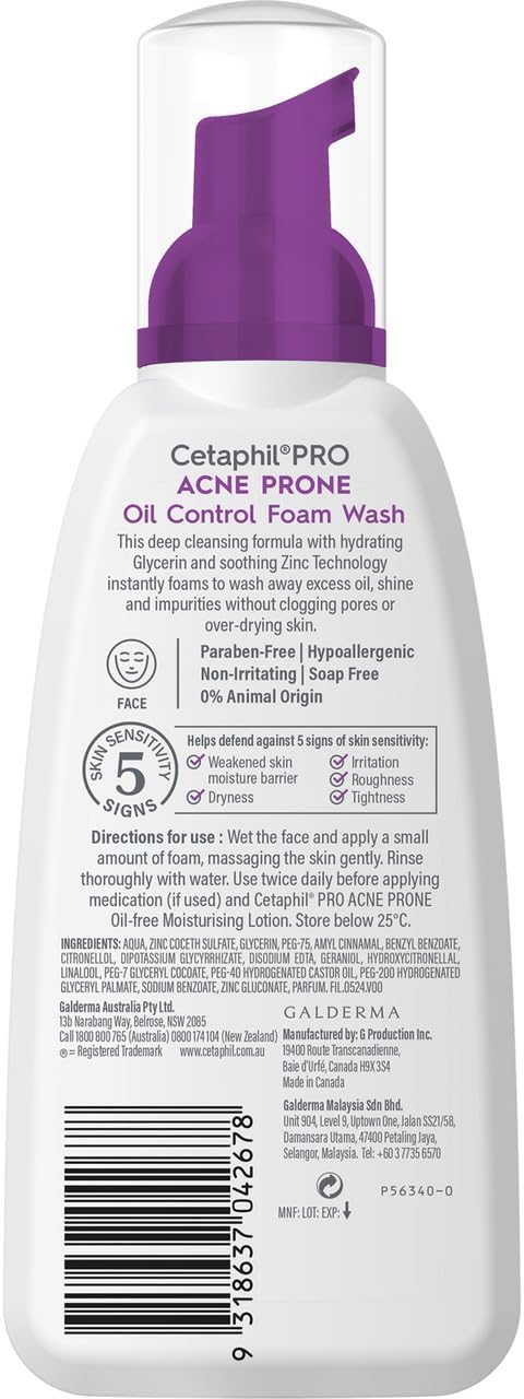 Cetaphil PRO Oil Control Foam Face Wash – 236ml for Oily & Acne-Prone Skin