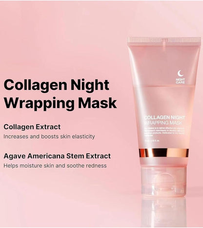 Collagen Night Wrapping Mask – Sleep Mask for Glowing Skin, Hydration & Anti-Aging Care