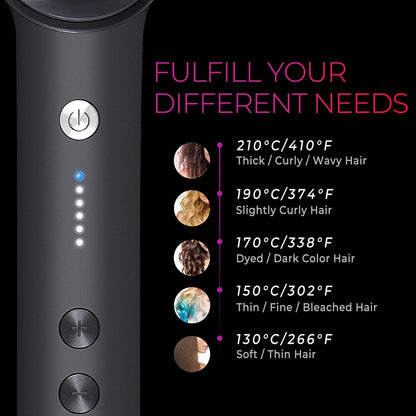 Hair Straightener Brush – Comb & Flat Iron in One with 5 Temp Settings