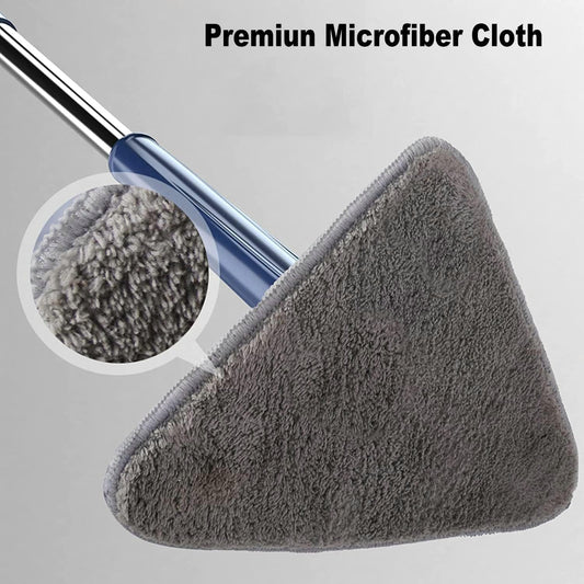 360° Rotating Triangle Mop with Long Handle & Washable Pads – Wet & Dry Floor Cleaner