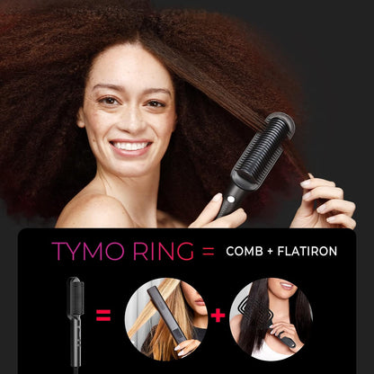 Hair Straightener Brush – Comb & Flat Iron in One with 5 Temp Settings