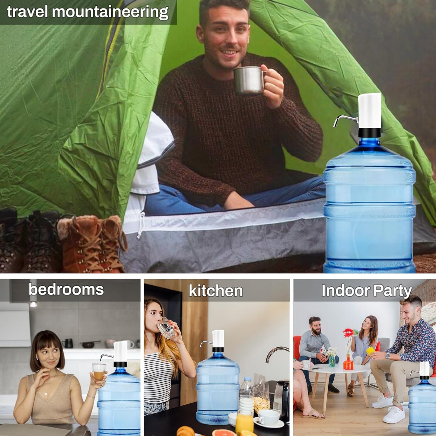 Electric Water Dispenser Pump – USB Rechargeable 5-Gallon Bottle Pump for Home & Office