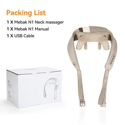 Rechargeable Neck & Shoulder Kneading Massager – Portable Pain Relief with Type-C Charging | Heated Massage Pillow
