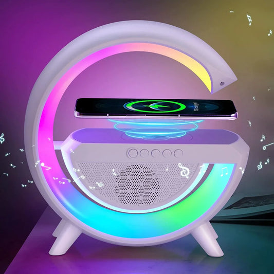 3-in-1 Wireless G Lamp – RGB Light + Bluetooth Speaker + Wireless Charger  مصباح G اللاسلكي بوظائف ثلاثية