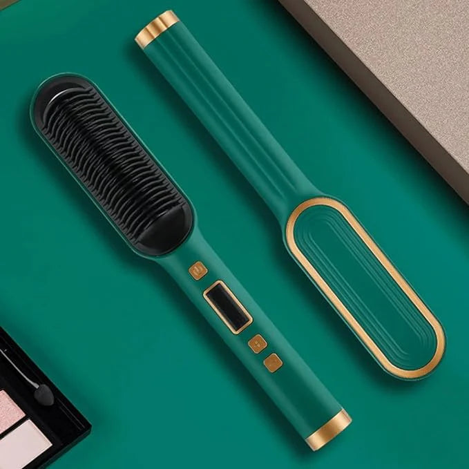 Hair Straightener Brush – Comb & Flat Iron in One with 5 Temp Settings