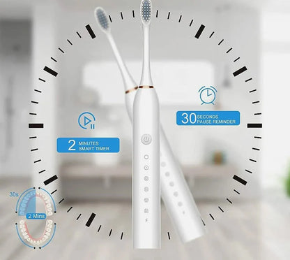 Ultrasonic Electric Toothbrush – 6 Modes, 4 Heads, USB Rechargeable, IPX7 Waterproof